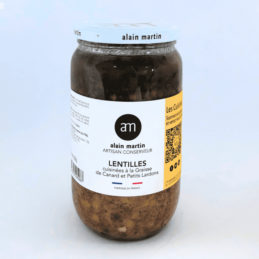 Lentilles graisse de canard et lardons