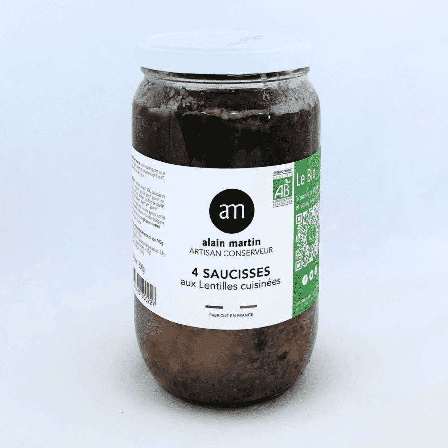 4 saucisses aux lentilles bio